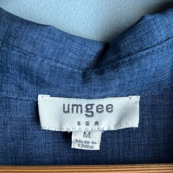 Umgee | Gauzy Raw Hem Blue Tunic Dress With Pockets Size Medium - Picture 7 of 11